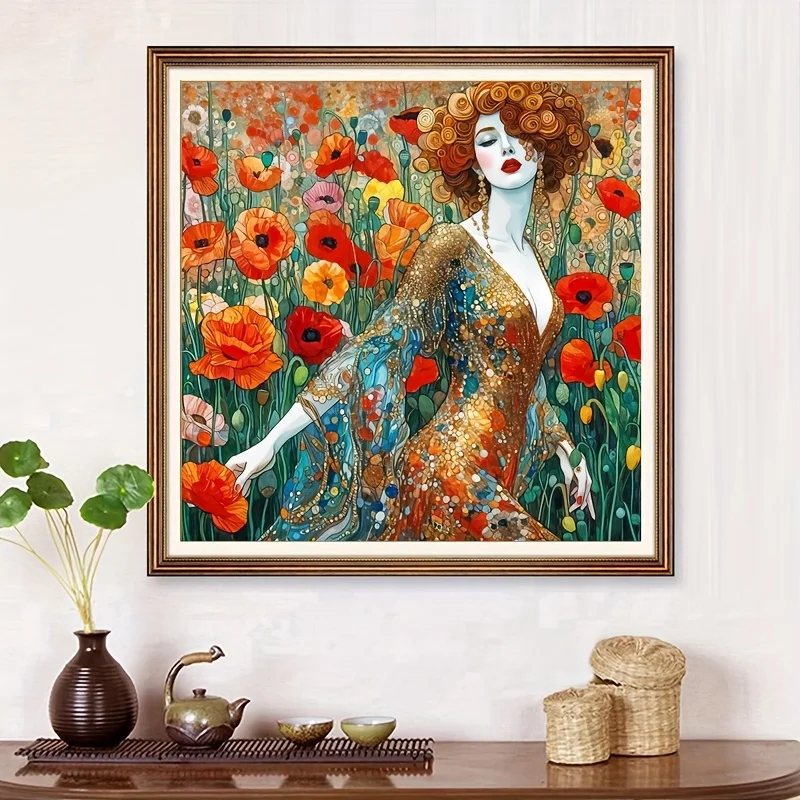 Klimt Style Women in The Fields Jigsaw Puzzle 500/1024 PCS Holiday Stress Relieving Fun Games Home Decor Holiday Gifts