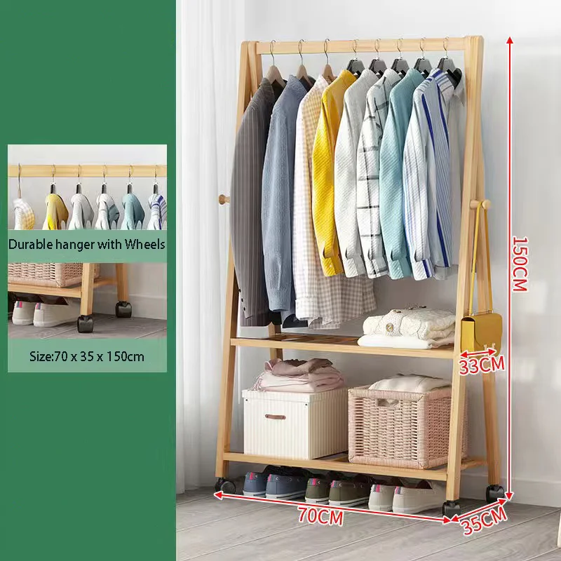 Durable Entryway Bedroom Bamboo Garment Coat Rack for Hanging Clothes Coat Rack