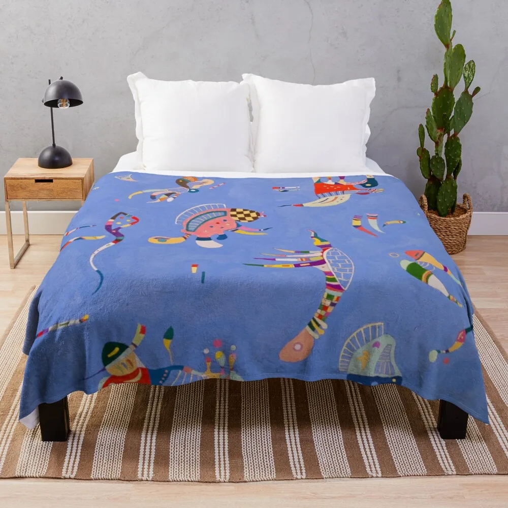 KANDINSKY HD - Sky Blue 1940 Throw Blanket Decorative Sofa Hair Cute Plaid Decorative Beds Blankets