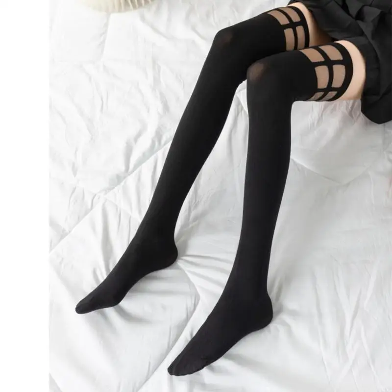 

195E 1 Pair Thigh High Socks for Women Girls Knee High Socks Star Lolitas Boot Socks