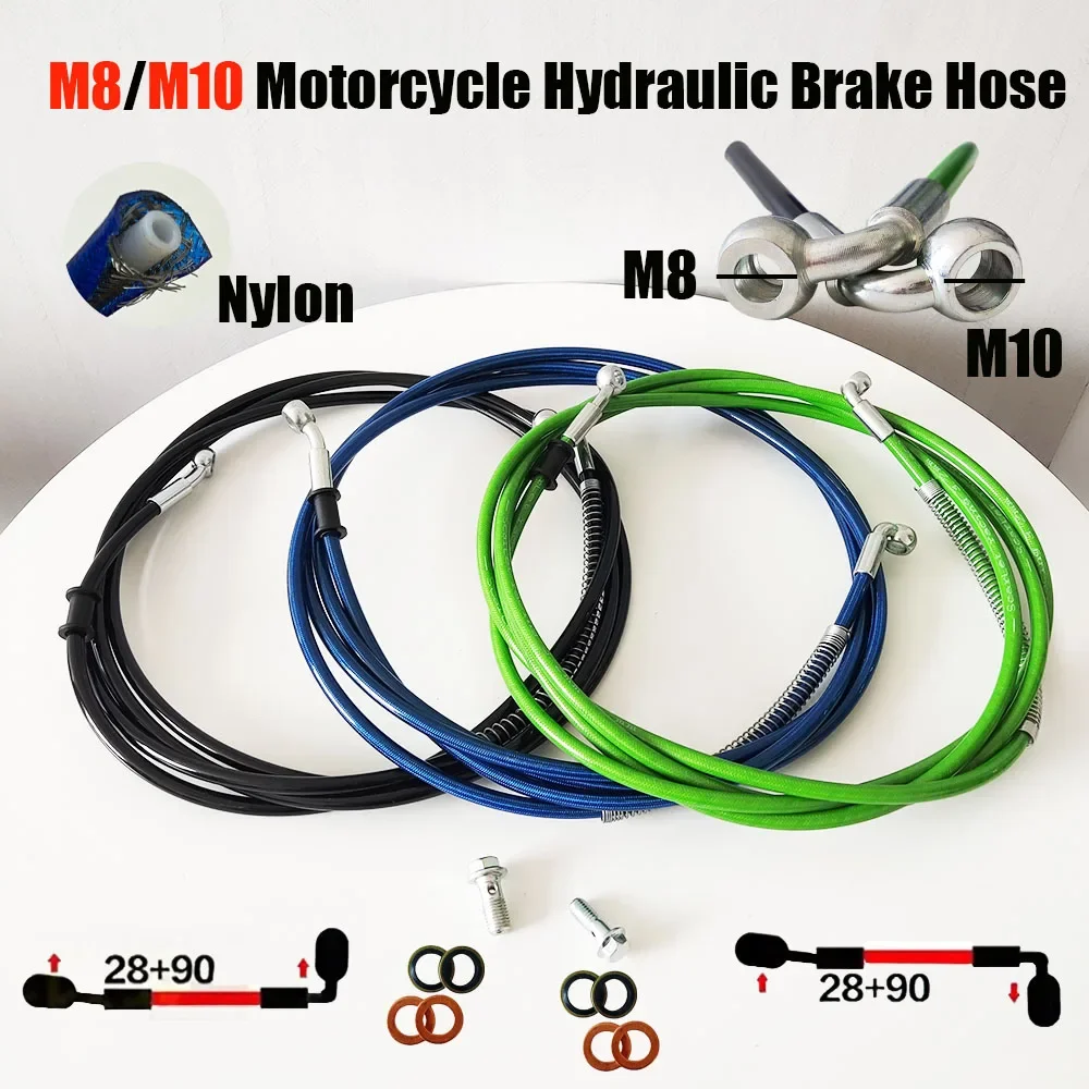 

28~90°Motorcycle Brake Hose Hydraulic Clutch Oil Pipe for Moto Pit Dirt Bike Enduro Motocross Street Bikes M10X1.25 M8X1.25mm