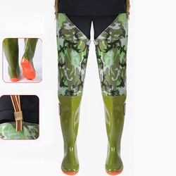 Fishing Waders with Boots Soft Sole Rain Boots Rubber Wellies Rainboots Galoshes Men Knee Boots Slip on Rain Shoes