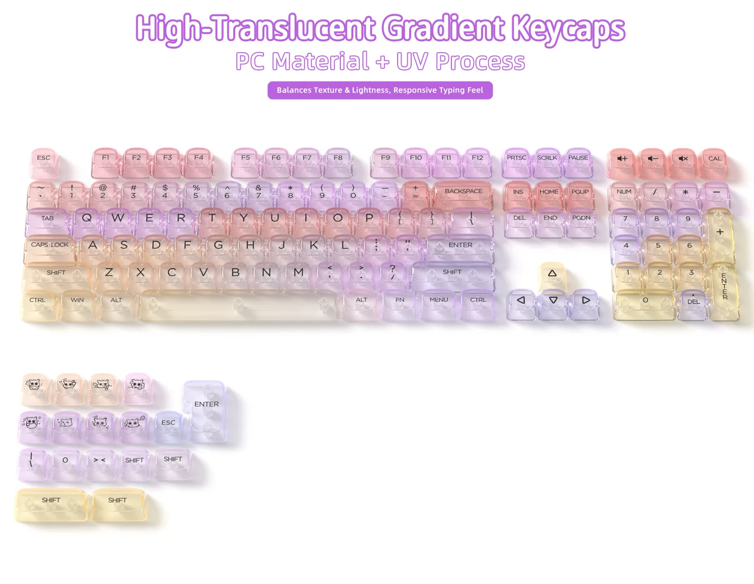 

Цветные прозрачные колпачки для механических клавиатур MOA, колпачки для клавиш ПК для самостоятельной сборки механических клавиатур