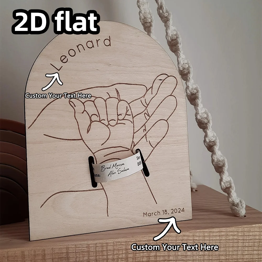 عرض سوار خشبي مخصص لعرض عنصر واحد، علامة ذاكرة الميلاد المحفورة، ديكور شخصي للأطفال