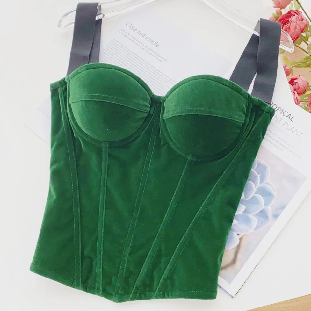 

Elegant Velour Body Shaping Corset Ladies Party Bustier Tops To Waist Sexy Bodice Corset For Slimming Underbust Bustier Lingerie