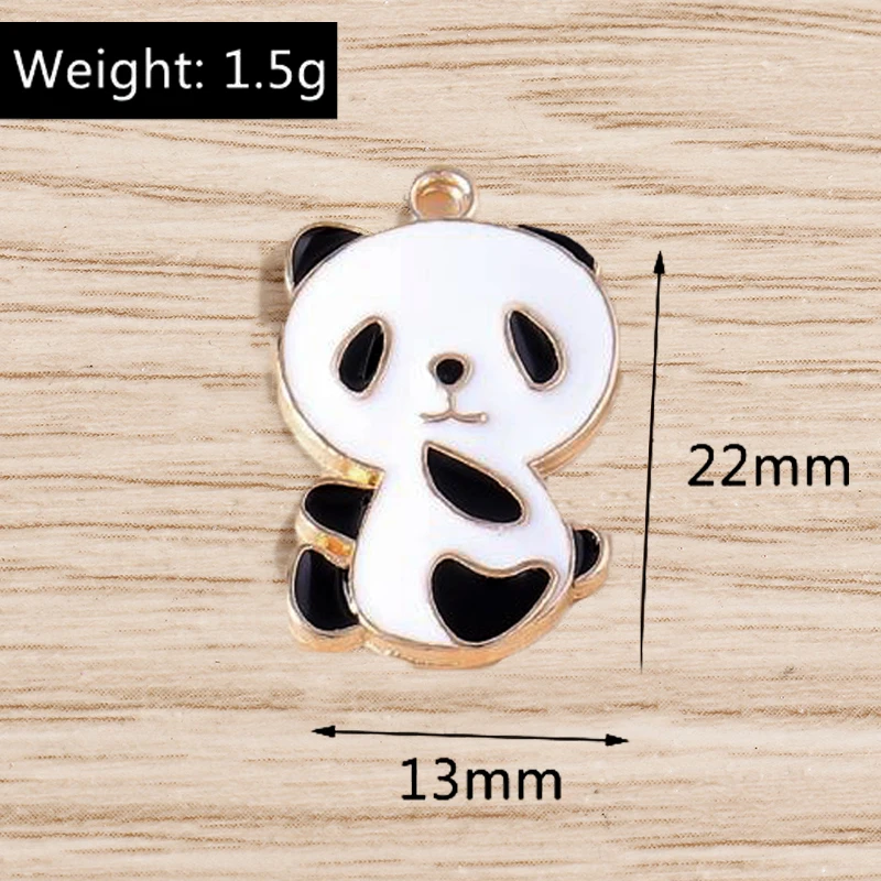Tusember 10 Stück/Set Emaille Niedlicher Bambus Großer Panda Anhänger für DIY Ohrringe, Armbänder, Schlüsselanhänger, Schmuckherstellung, Bastelzubehör – Detail 16