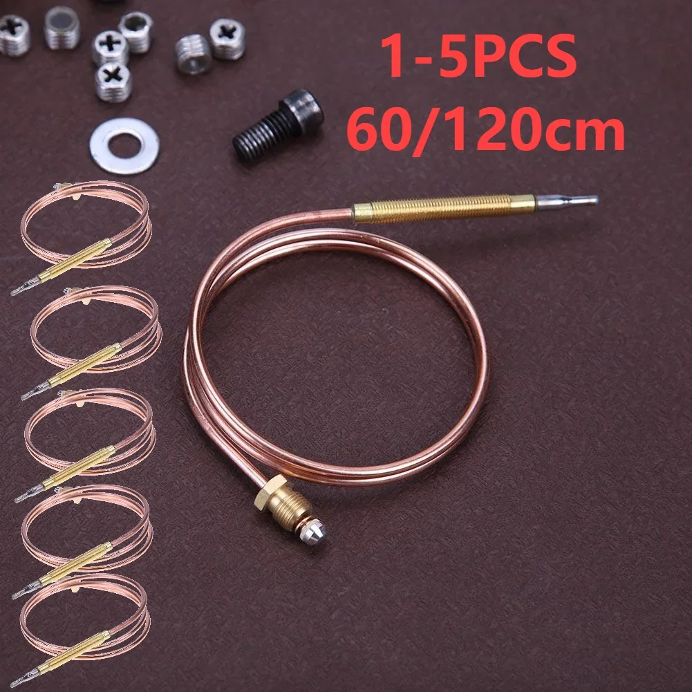 1-5pcs 60/120cm Universal Gas Thermocouple Valve Fireplace Replacement Temperature Controller Probe  for Hot Water Boiler Tea ﻿