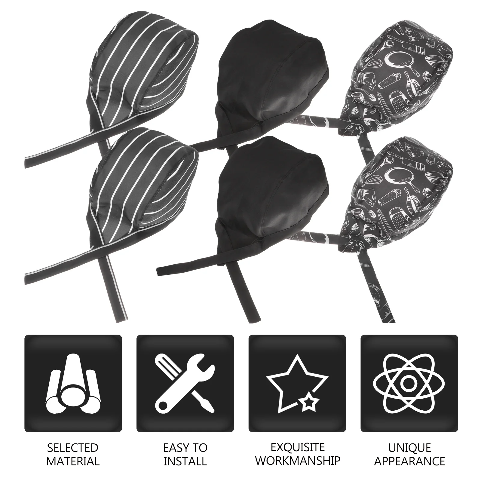 6 pezzi cappelli da cucina da chef berretti da cucina in cotone regolabili unisex cappello uniforme da servizio professionale traspirante per la scuola del ristorante