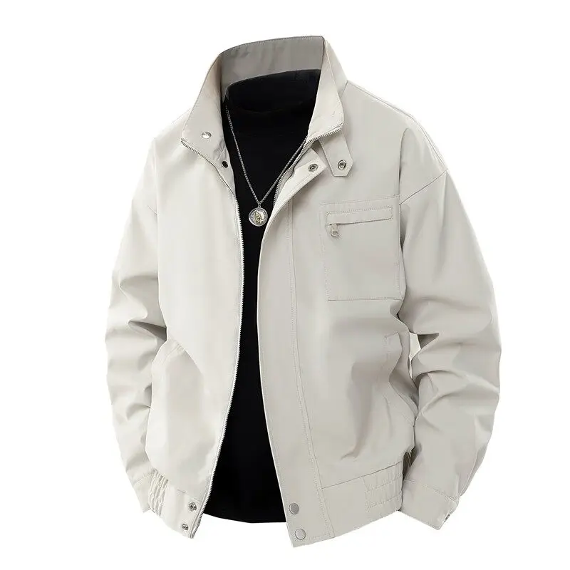 

Повседневная мужская куртка-жакет на весну-осень, новая модная модель с воротником-стойкой в корейском стиле, рабочая одежда, универсальная молодежная верхняя одежда