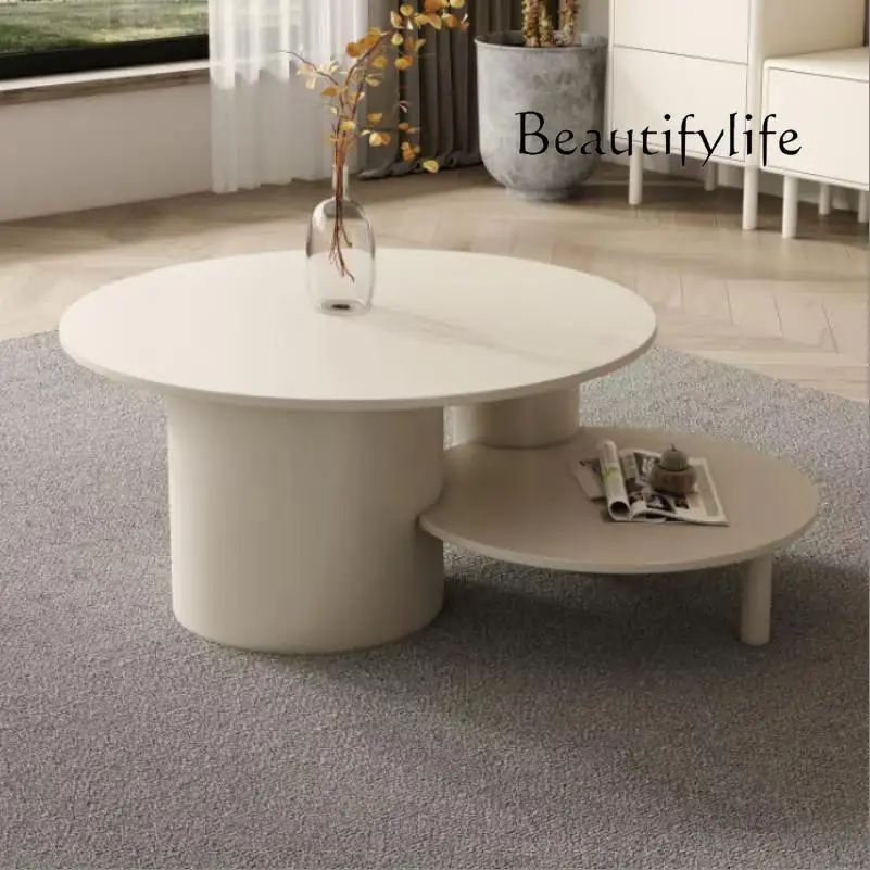 

Modern cream style living room household paint round rectangular coffee table TV cabinet dining side combination package