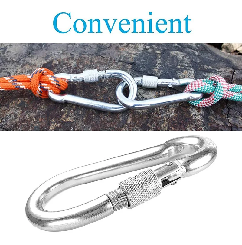 304 Stainless Steel Carabiners - Heavy Duty, Durable & Rust-Free Clips for Gym, Swing, Dog Leashes, Hammocks, Keychains