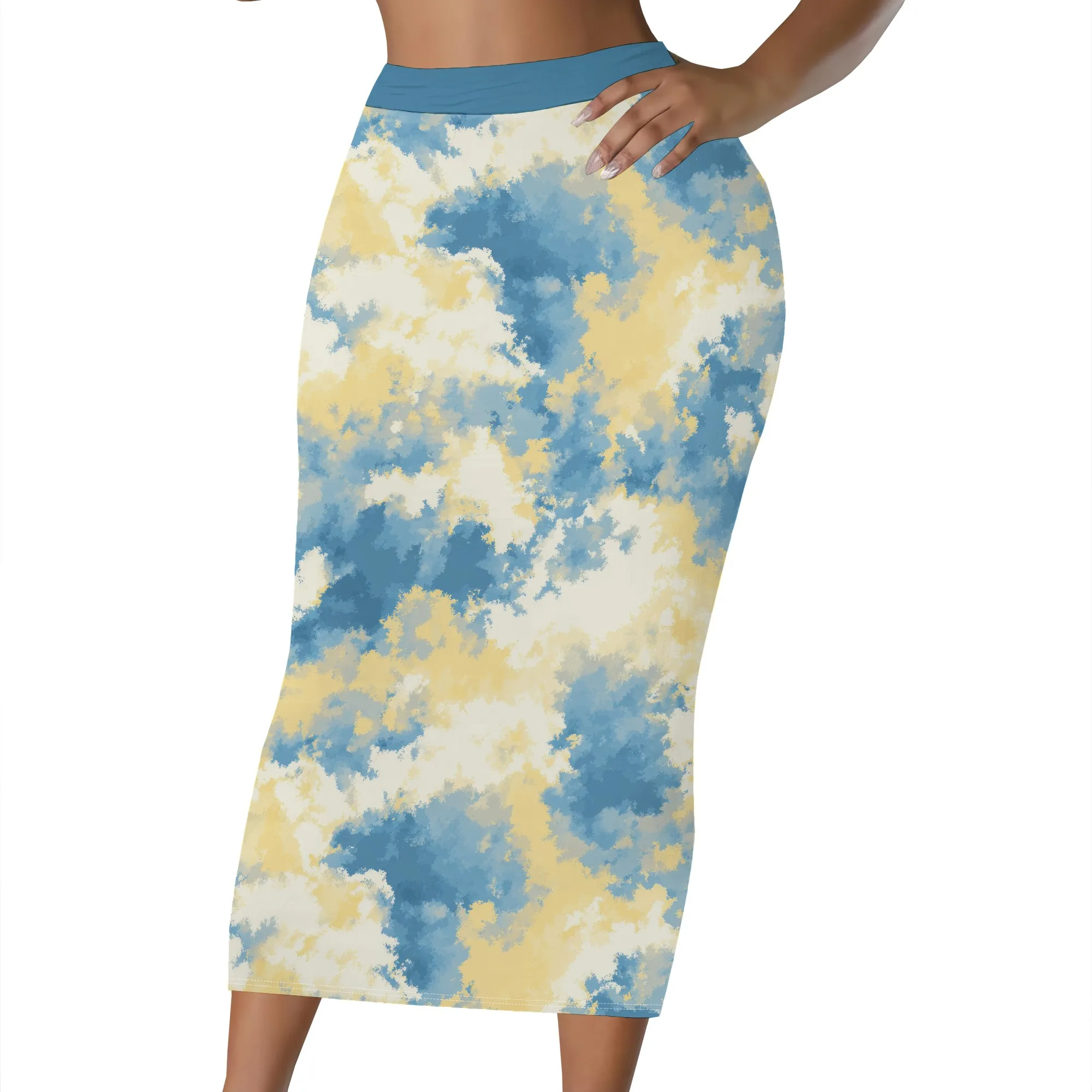 

Women's Floral Print Mesh Long Skirt High Waisted Bodycon Pencil Maxi Skirts