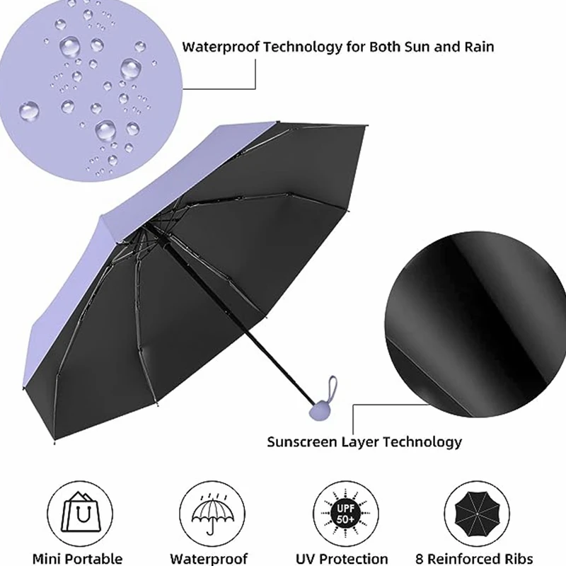 Capsule Umbrella Small and Portable Solid Color Sunshade for Women and Rain Dual Use Protection