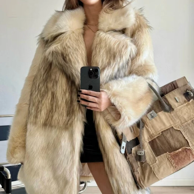 Women's 2025 Autumn Winter  Faux Fur Women Thicken Fur Coat Cardigan Jacket Loose Long Female Warm Fashion Coats