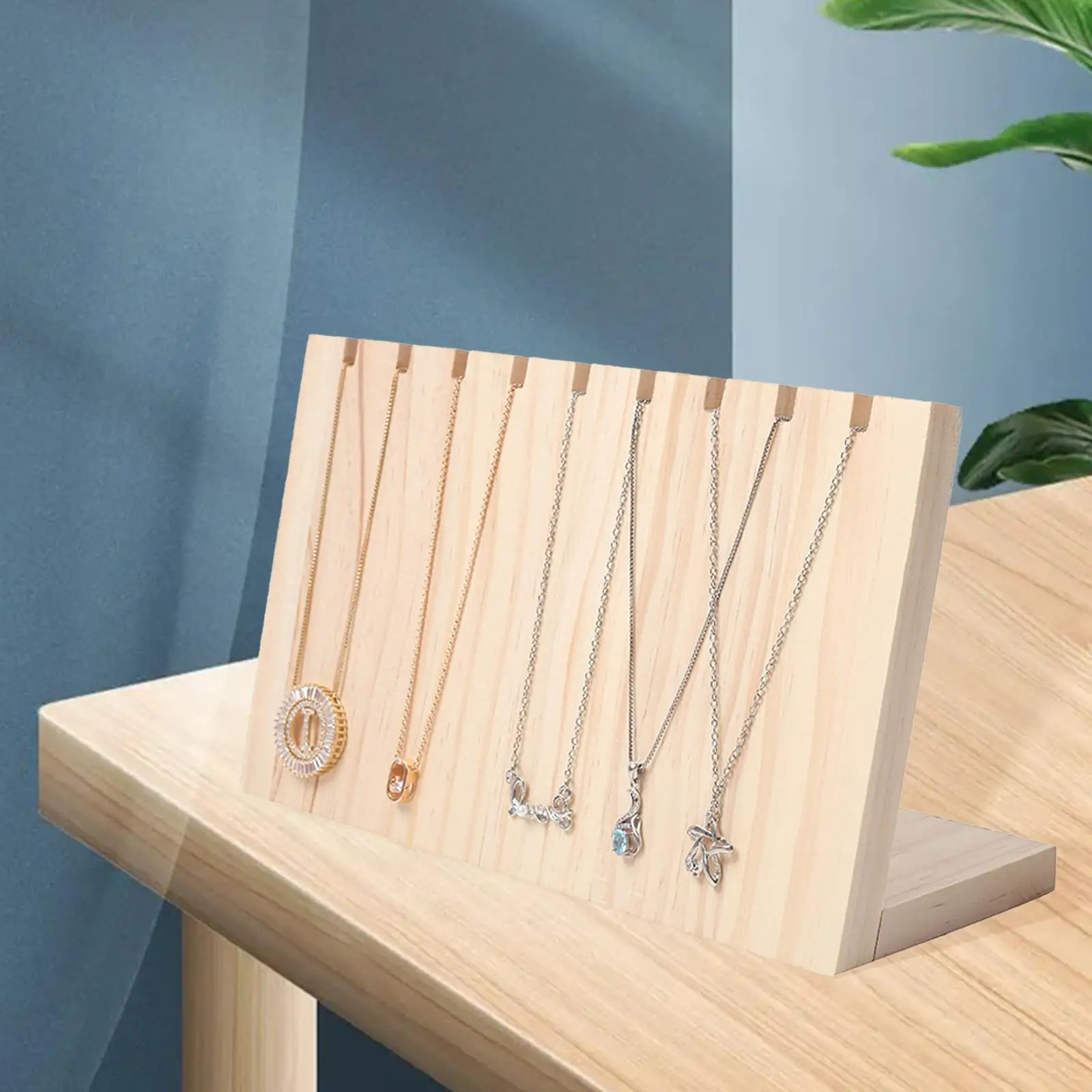 L Shape Necklace Jewelry Stand/ Dangling Wooden Slant Display Hanger Holder/ for Chain Jewellery Pendant Tabletop Shows