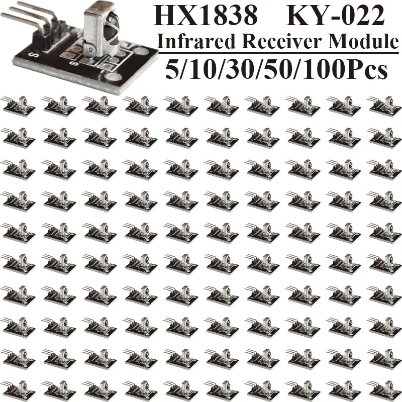 1~100Pcs HX1838 Infrared Remote Receiver Module Single Chip Microcomputer Electronic Building Block KY-022 Sensor Module
