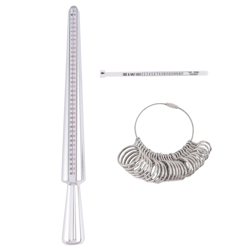 

3PCS Ring Sizer Measuring Tool Kit Ring Gauges With Finger Sizer Mandrel Ring Sizer For Jewelry Sizing Measuring, Durable