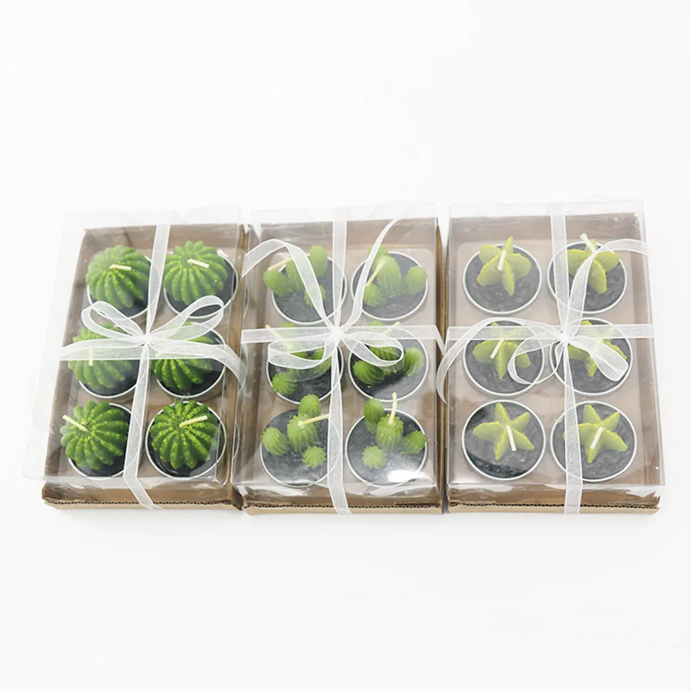 

12 Pcs Cactus Decorative Candles Cautus Ball Table Tealight Artificial Plant