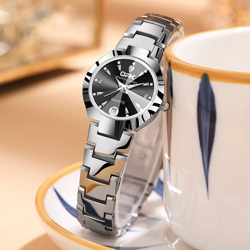 OPK 8105 Women Watch Original Fashionable Brand Wristwatch Waterproof Luminous Ladies Watch Zircon Scale Date Chronograph Date