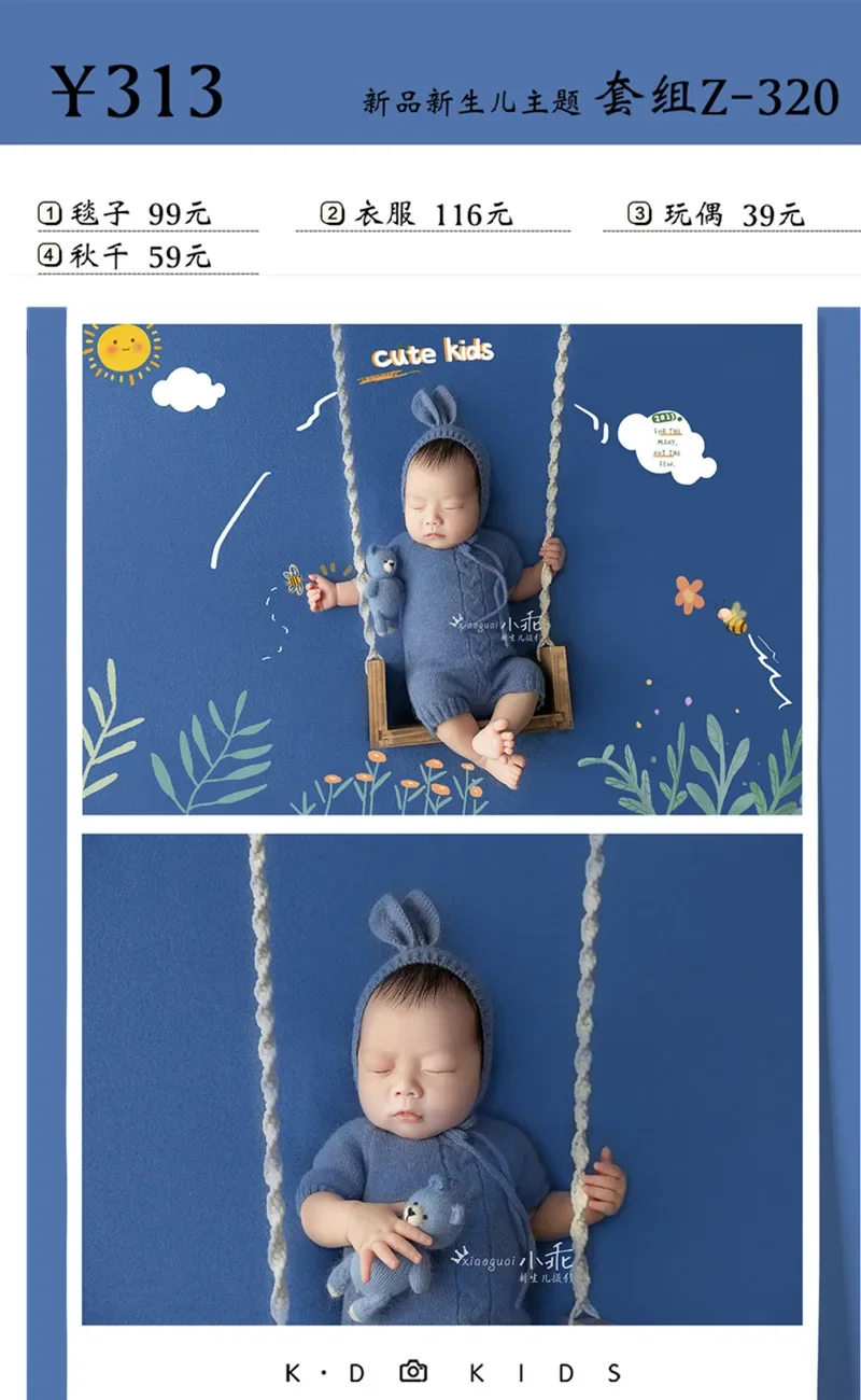 Cinema New Product Theme Newborns Babies Rabbits Year of the Rabbit Photography Clothes Photography Clothing newborn outfit