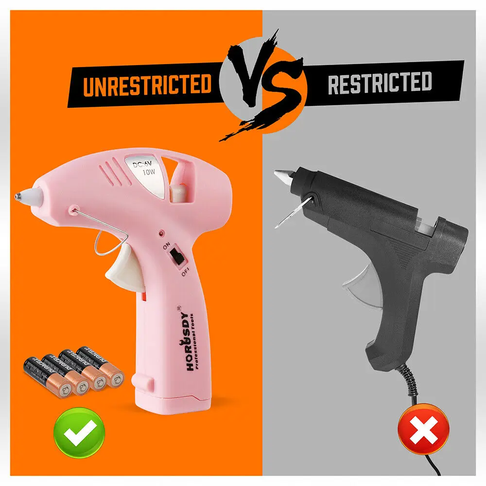 Pink 10W Hot Melt Glue Gun Craft DIY Repair Tool Wireless Glue Gun with 7mm Glue Sticks as Gift