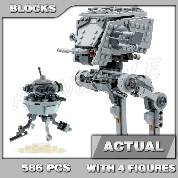 

586pcs Star Plan Hoth AT-ST Imperial Walker Movable Legs Rotating Head Wheels 65005 Building Blocks Toy Compatible With Model
