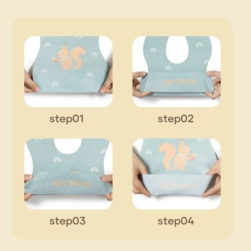 Portable Waterproof Disposable 's Bib Super Soft With Food Catcher Cartoon Saliva Towel Food Feeding Supply Infant Print Bib