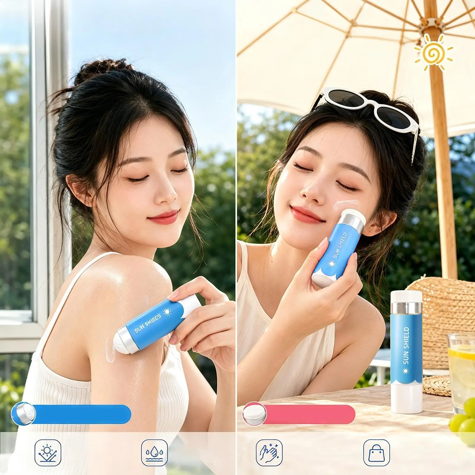 Sunscreen Applicator, Roll-On Sunblock Pen, Skin Moisturizer Applicator for Kids Adults, Bathroom Travel Vacation