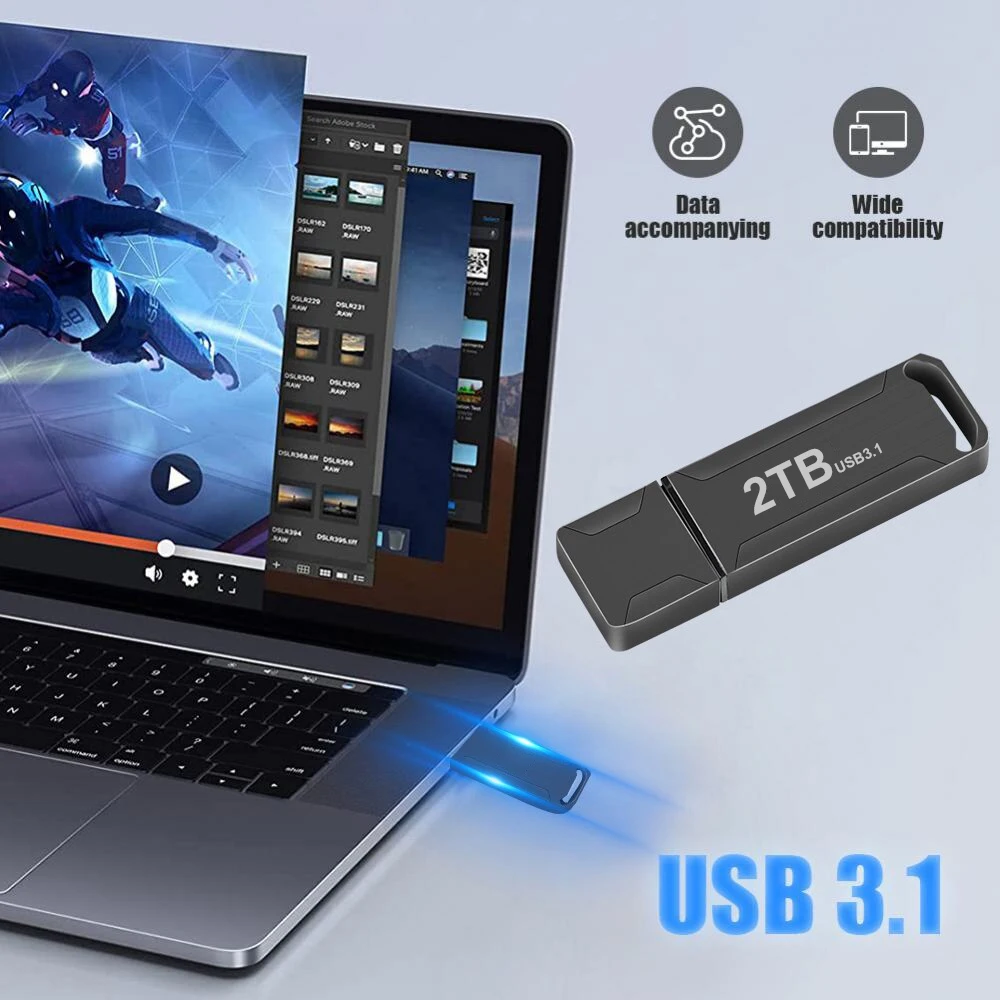 고속 USB 3.1 펜 드라이브, 진정한 용량 펜 드라이브, 2TB 100%, 1TB 메모리, USB 플래시 드라이브, 512G Cle USB 스틱, 무료 배송 선물