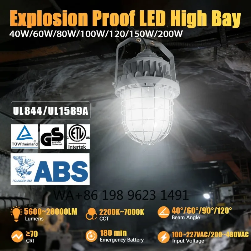 100W 5600K IP66 Nema 4X LED Explosion Proof Light Aluminum Alloy Energy Saving Industrial Outdoor Lamp