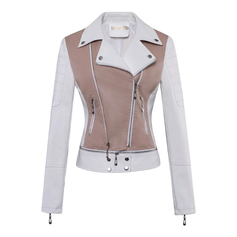 

Women's Slim Fit Lapel Leather Jacket Short Coat PU Material Motorcycle Suit Fashionable 2025 Wear for Women