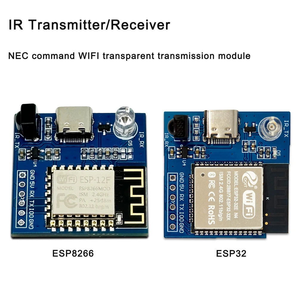 

ESP8266 Infrared Emission And Reception Command WIFI Transmission Modules ESP32 IR TX/RX For Development Board ESP-12F Module