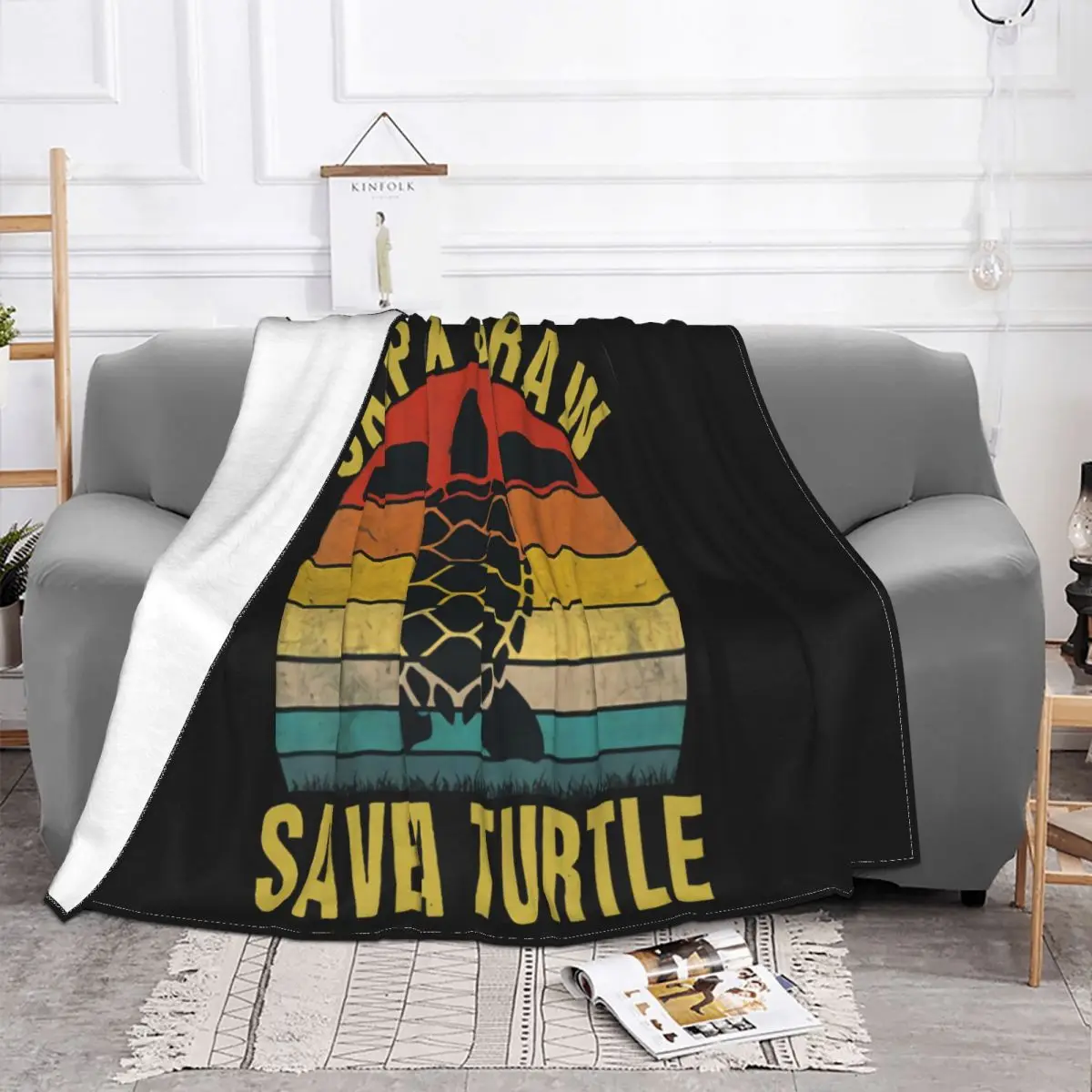 Cross Straw Save Turtle Vintage Mens Retro Cotton Halloween Best Selling Comical Middle Aged Throw Blanket