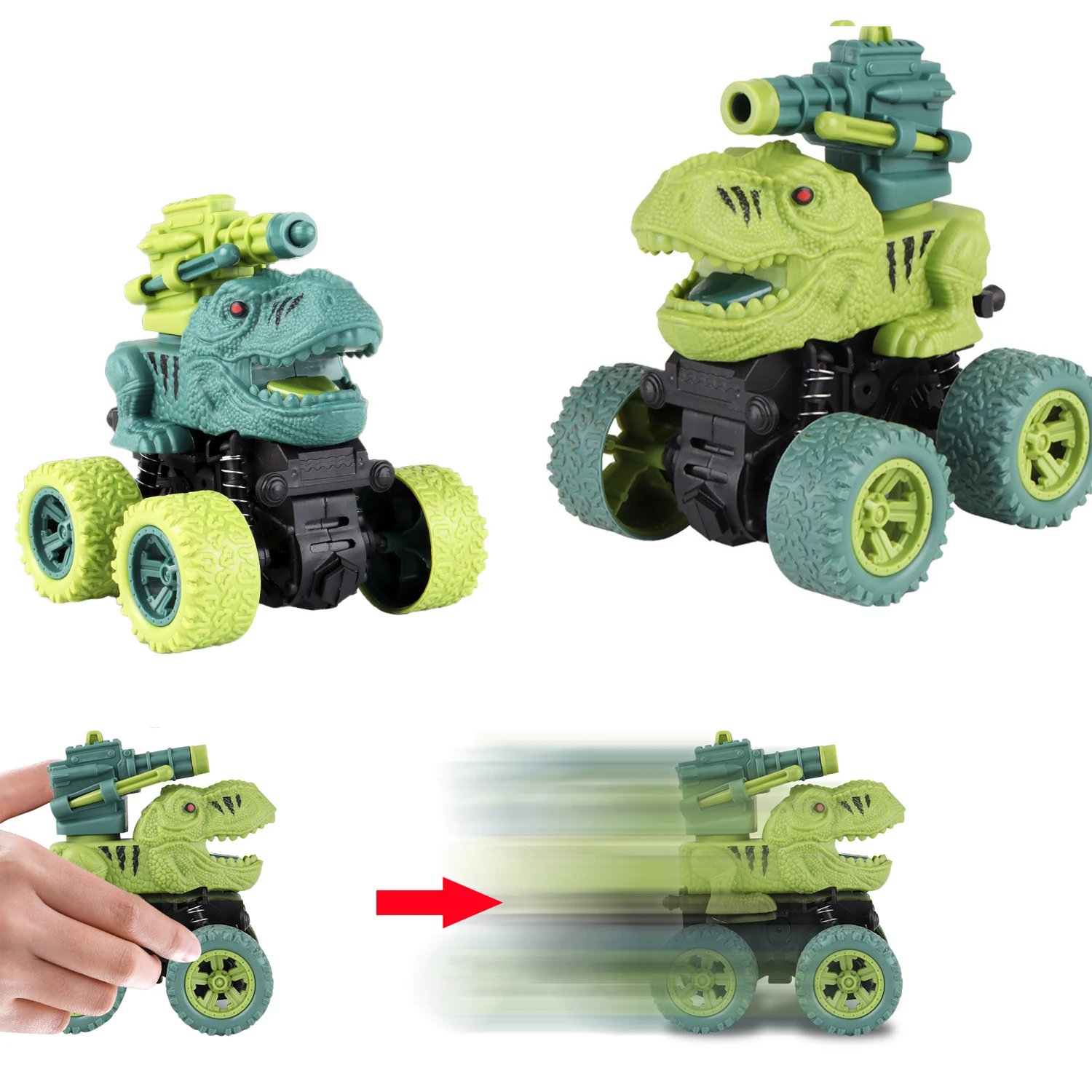 

Dinosaur Inertia Missile Ejection Vehicle Toys Four-wheel Drive off-road Vehicle Stunt Tyrannosaurus Tank Car Children Boys Toys