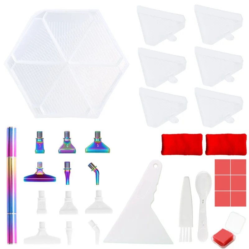 أحدث 6 شبكة لوحة الماس اللوحة صينية أطقم مسدس سعة كبيرة الحفر لوحة الماس اللوحة القلم الفن عبر غرزة