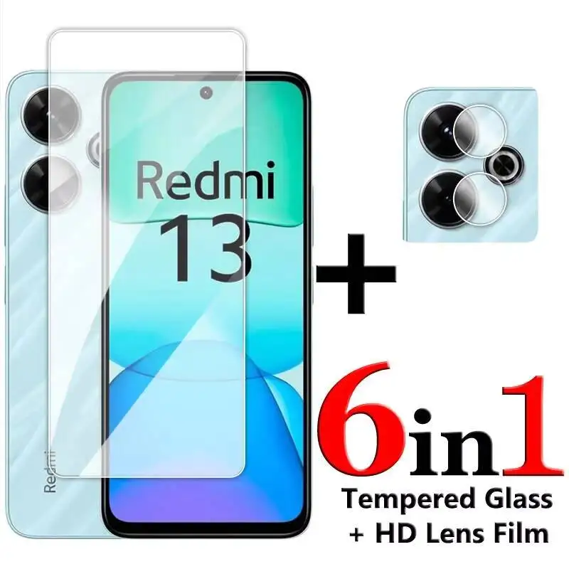

4G 6.79 Inch Transparent Full Glue Screen Protector for Xiaomi Tempered Glass For Redmi 13 Lens Film