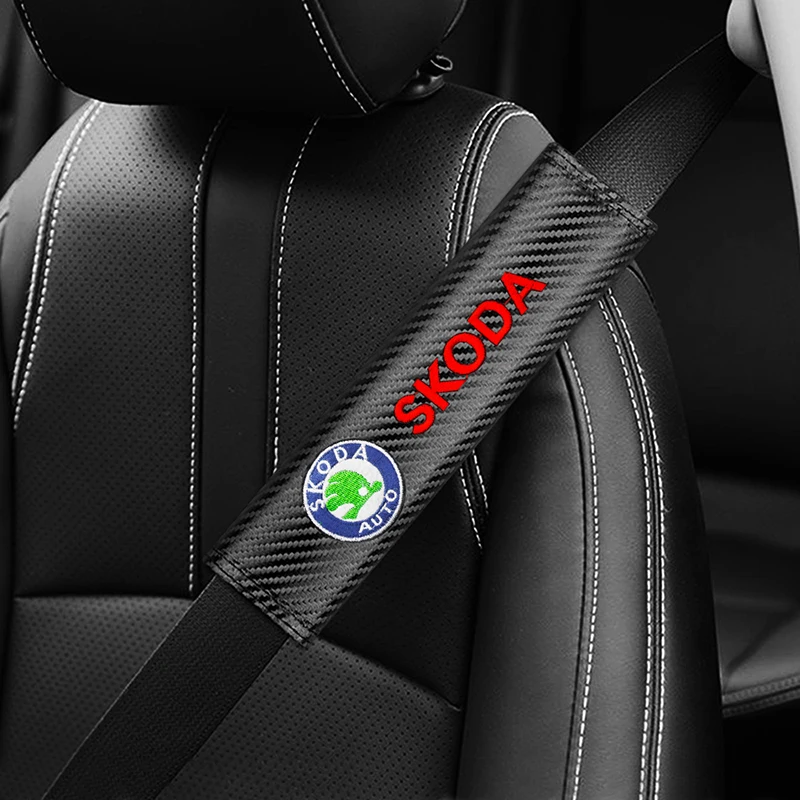 2Pcs Car Seat Belt Cover Car Safety Belt Cover Shoulder Pad Accessories For Skoda Virs Fabia Octavia Kamiq Karoq Kodiaq Rapid