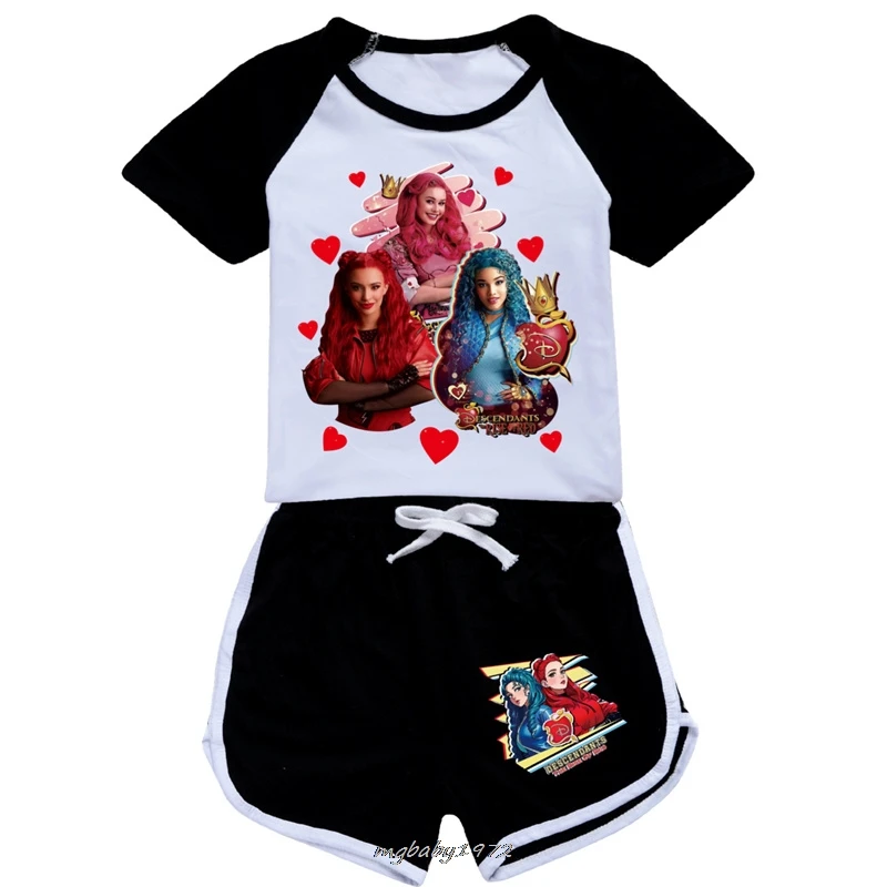 Neue Casual Descendants 4 Kleidung Kinder T-shirt & Sport Shorts 2Pcs Set Baby Mädchen Kleidung Sets Jungen Kurzarm sportswear Geschenk