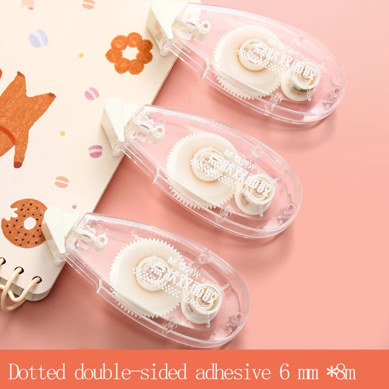 M&G 8m*6mm 양면 접착 디스펜싱 테이프 무산성 문서 안전 영구 사무용 테이프 (롤러 슬롯 포함)