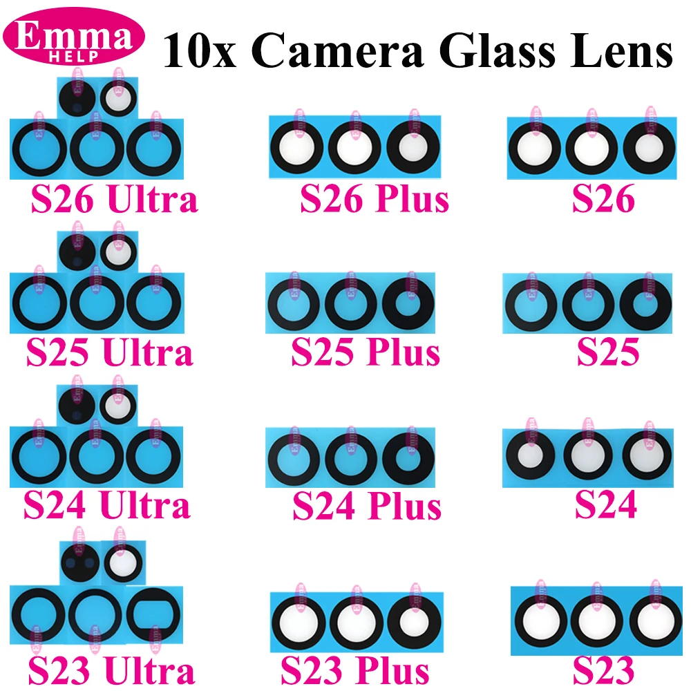 10 Sets Rückkamera-Objektivglas für Samsung S24 S25 S26 Ultra S22 S23 Plus Objektivglas mit Klebstoff und Oleophober Beschichtung – Detail 1