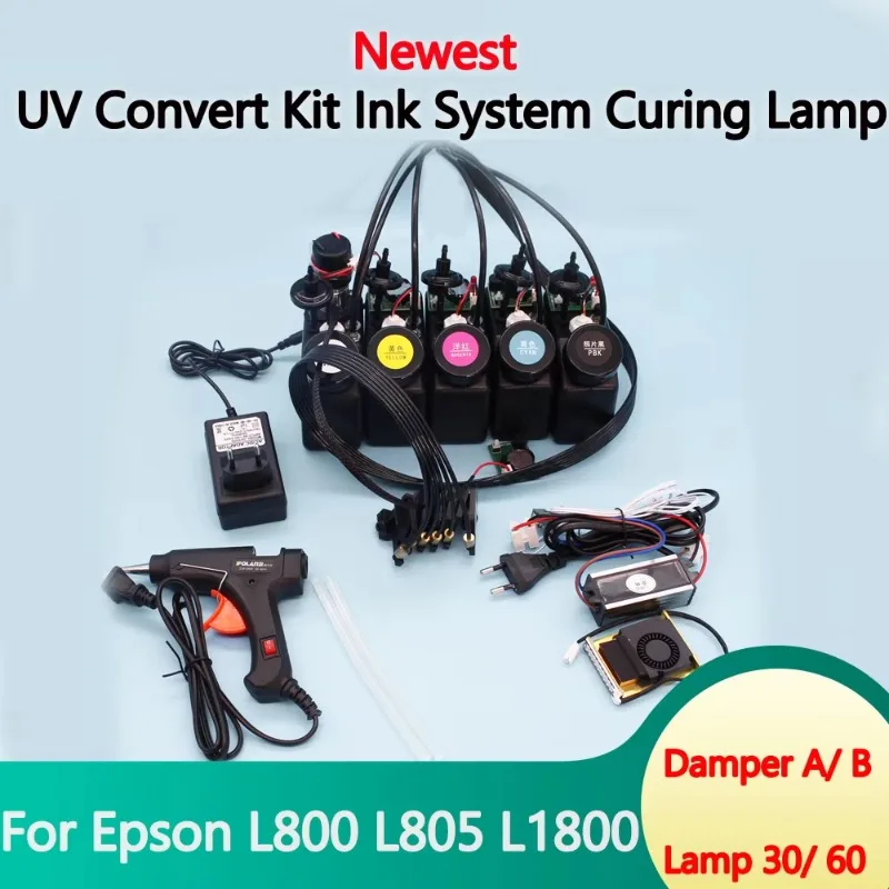 UV DTF For Epson L1800 L800 L805 Modified Printer AB Film White Ink Tank With Stirrer Mixer Timer UV LED Ink Curing Lamp