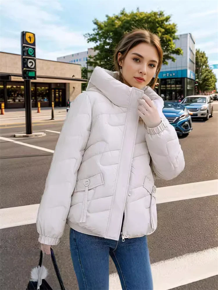 Casual Woman Down Jacket Puffer Jacket 2024 New Coat Hooded Fashion Warm Thick Zipper Snow Wear Coat Woman Winter Clothes