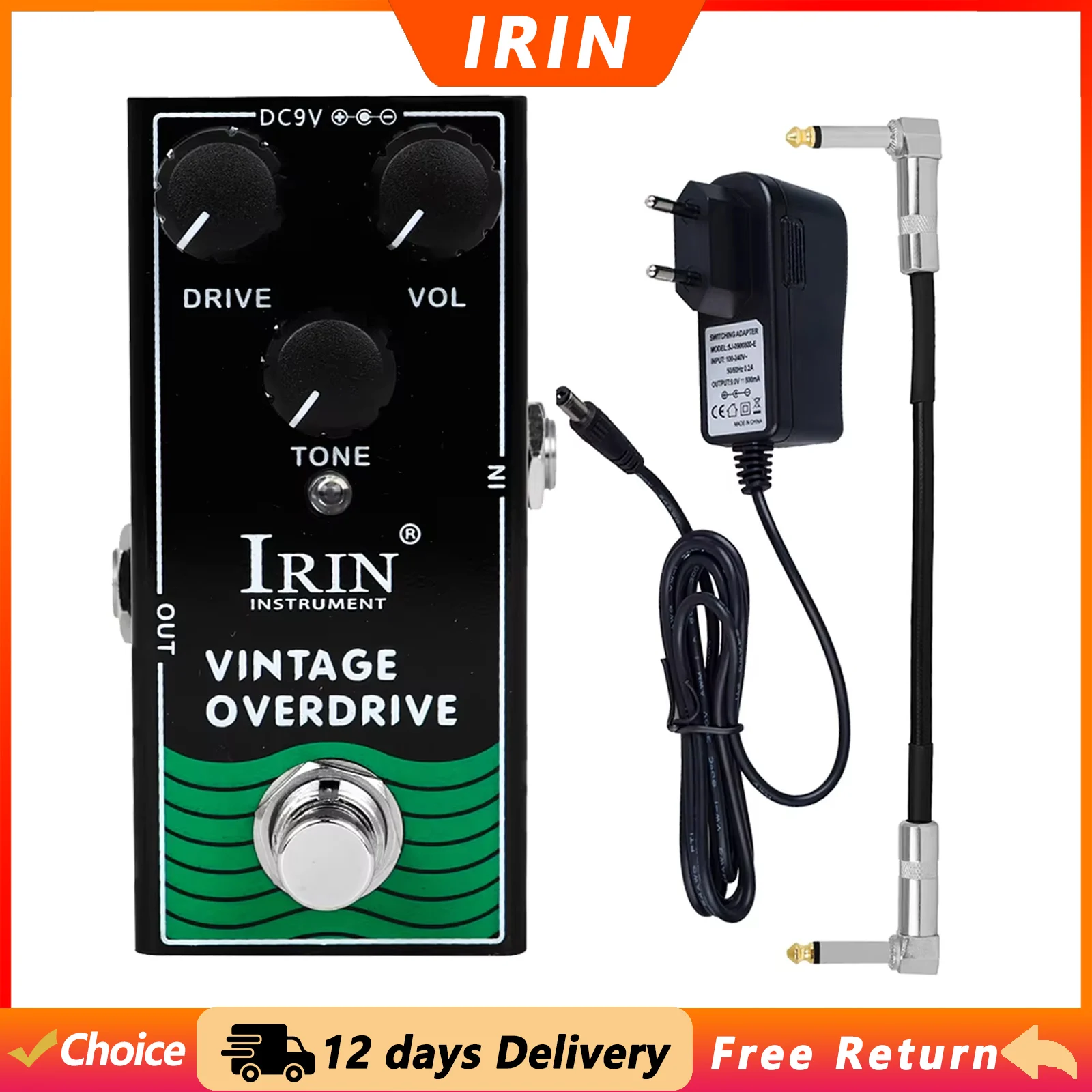 IRIN RF-01 Guitar Vintage Overdrive Effect Pedal Delay Effect True Bypass Pedal Metal Casing Electric Guitar Accessories