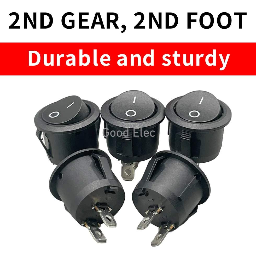 5 x KCD1-2 Rond Noir 2 Broches SPST ON-OFF Rocker Boat Switch 12V Snap + Waterproof Coat YUANZUO