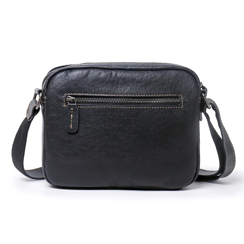 Genuine Leather Men's Shoulder Bag with Multiple Compartments