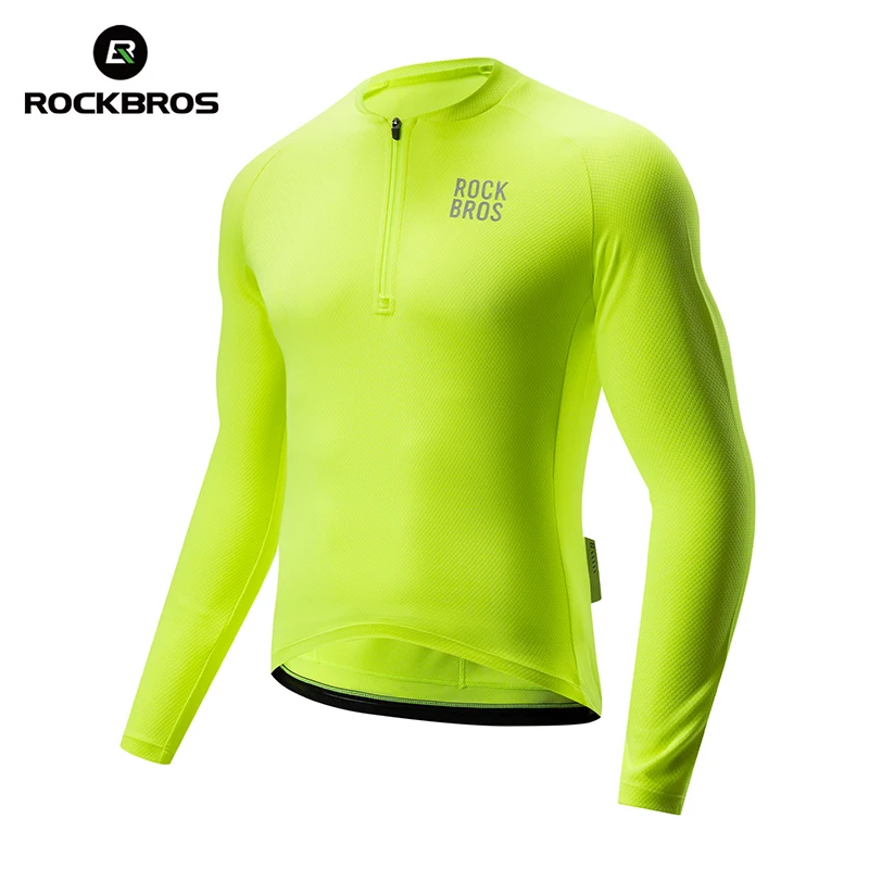

Велосипедная футболка ROCKBROS для весны и лета, легкая, дышащая, с длинным рукавом, на молнии до середины груди, поло, мужская велосипедная одежда
