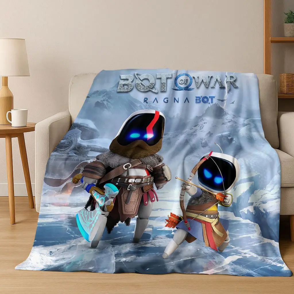 3D Funny Game A-ASTRO BOT Cartoon Flannel Blanket,Warm and Cozy Soft Throw Blanket for Home Bedroom Bed Sofa Picnic Cover Gift
