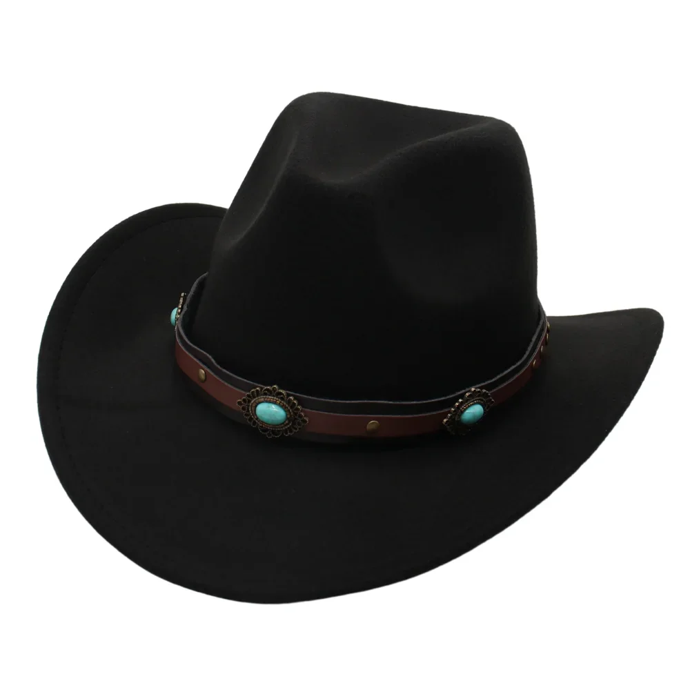 

New Ethnic Style Travel Western Cowboy Hat Women Men Grassland Sunscreen Country Hats Retro Cowgirl Knight Wool Jazz Felt Hat