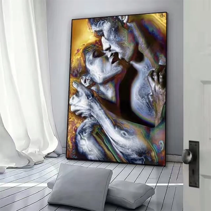 5D DIY Kits de Pintura Diamante para Home Decor, Mosaico Bordado, Ponto Cruz, Retrato Abstrato, Casal Sexy Amor, Beijando, Moder