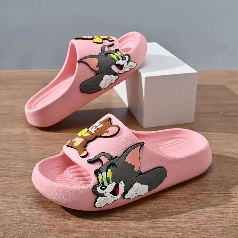 

Прямая доставка r ‌ Eal фотографии новые летние удобные кошки и мыши Zootopia мультфильм для женщин и девочек черно-белые модные детские тапочки